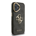 Чехол Guess PU 4G Metal Logo Stand Camera Frame для Apple iPhone 16 черного цвета Чехол Guess PU 4G Metal Logo Stand Camera Frame для Apple iPhone 16 черного цвета