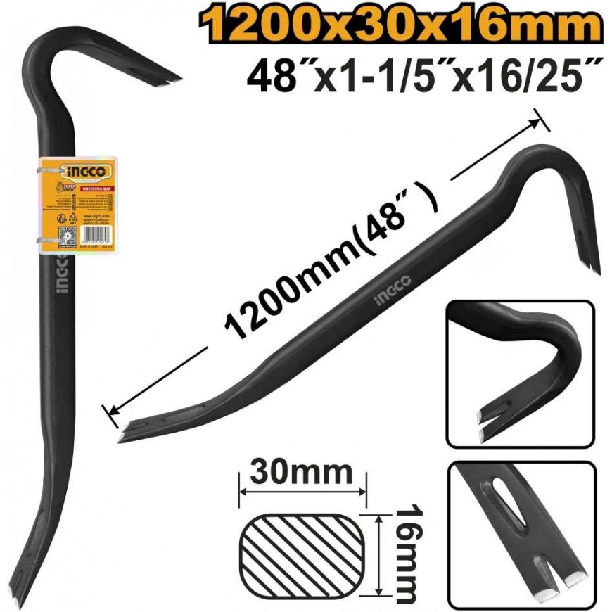 Ingco HWBA01482 Nail extractor - crowbar 1200 mm – 3