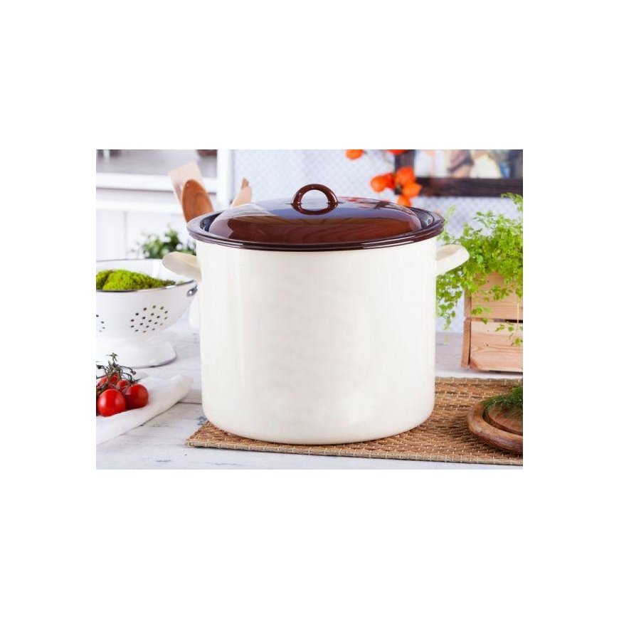 Altom Design Puodas STRAIGHT 14.2L ØR.28CM AUKŠTIS.25CM KREMINIS/TAMSUS CENTRS AR vāku – 2