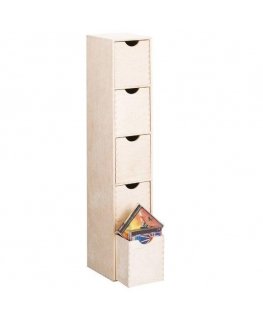 Box for small items, 5 drawers, wooden, mini shelf for decoupage - 86x21x18 cm, ZELLER