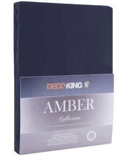 Покрывало DecoKing Amber Темно-синее, 240x200 см, с резинкой