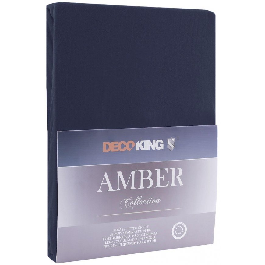DecoKing Amber Dark Blue Bed Sheet, 240x200 cm, with elastic
