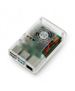 Raspberry Pi 4B korpus justPi ventilaatoriga – läbipaistev