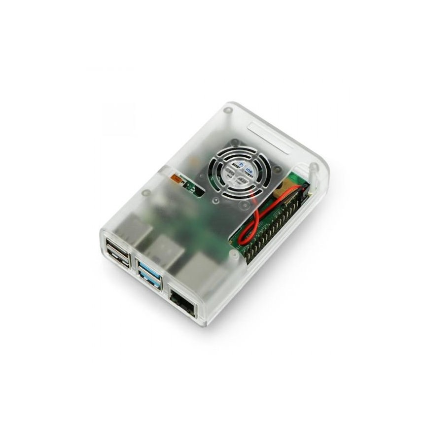 Raspberry Pi 4B case justPi with fan - transparent