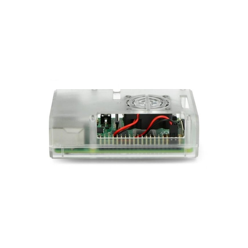 Raspberry Pi 4B korpus justPi ventilaatoriga – läbipaistev – 3
