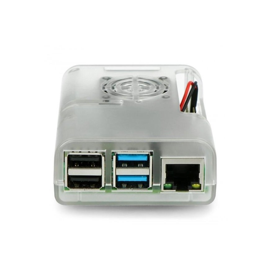Raspberry Pi 4B korpus justPi ventilaatoriga – läbipaistev – 4