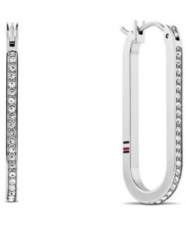 Tommy Hilfiger Ovaliset teräksiset korvakorut kristalleilla Dog Tag 2780865