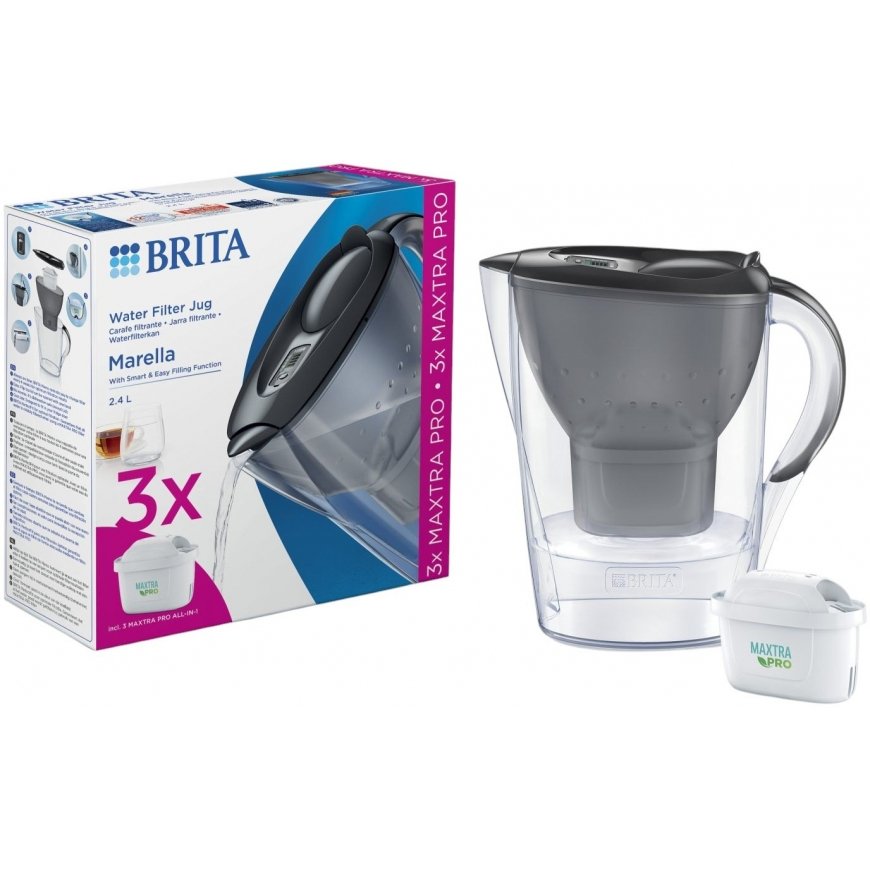 Brita Marella Vandfilterkande - 2,4 L - Pilka + 3x Maxtra PRO