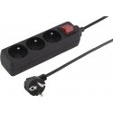 Konnoc DX-3FS 5m trīs kontaktu barošanas kabelis ar slēdzi Melns Konnoc DX-3FS 5m trīs kontaktu barošanas kabelis ar slēdzi Melns