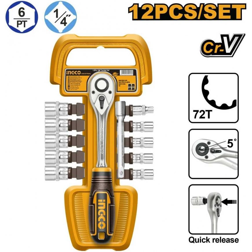 Orkaitė Ingco HKTS14122 Shank set 12pcs 1/4" KLC – 2