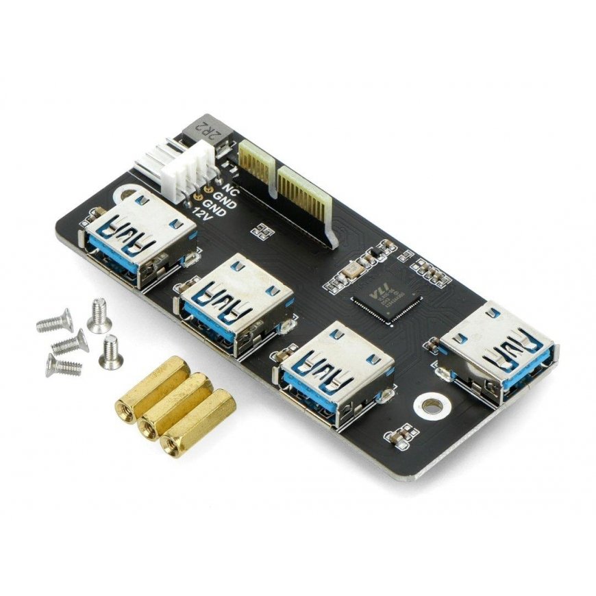 PCIe to USB 3.2 adapter HUB 4x USB - compatible with Raspberry Pi CM4 - Waveshare 18899 – 4