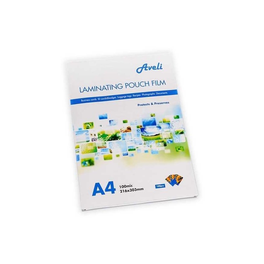 Aveli laminavimo folija 100vnt A4, 200mic (2x100), blizgi