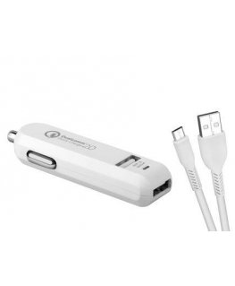 Зарядное устройство Avacom AVACOM CarMAX 2 автомобильное зарядное устройство 2x Qualcomm Quick Charge 2.0, белый цвет (кабель ми