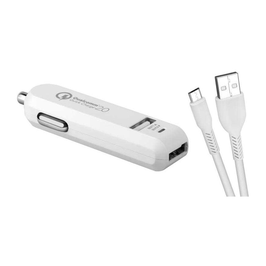 Avacom AVACOM CarMAX 2 car charger 2x Qualcomm Quick Charge 2.0, white color (micro USB cable) – 2