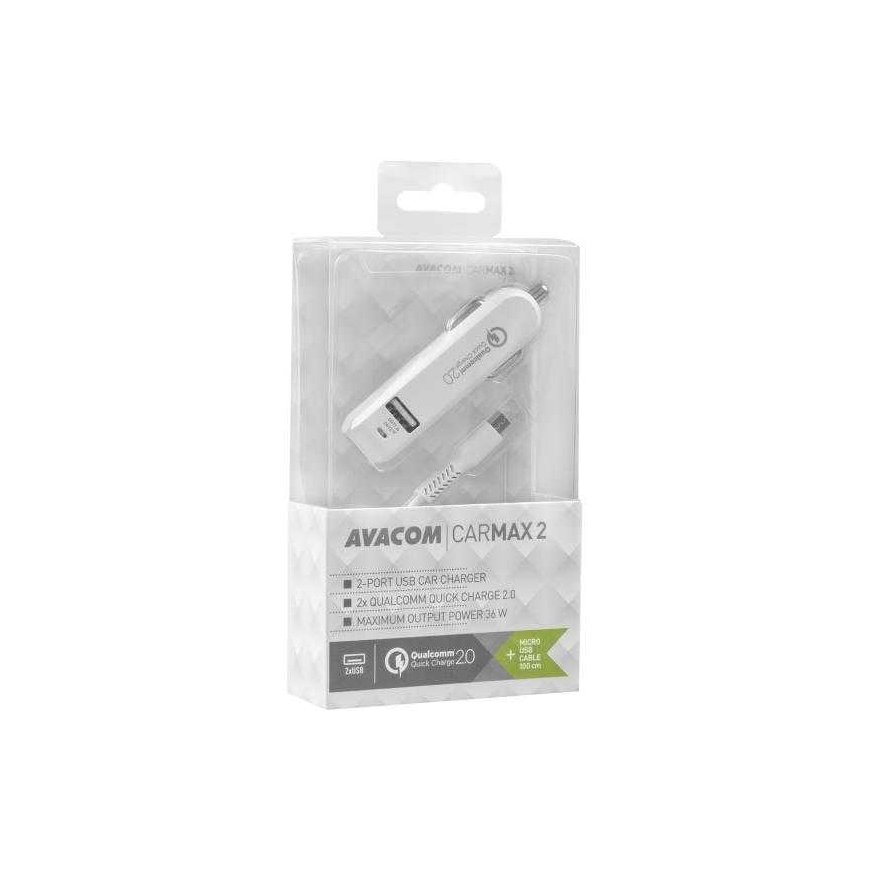 Avacom AVACOM CarMAX 2 car charger 2x Qualcomm Quick Charge 2.0, white color (micro USB cable) – 3