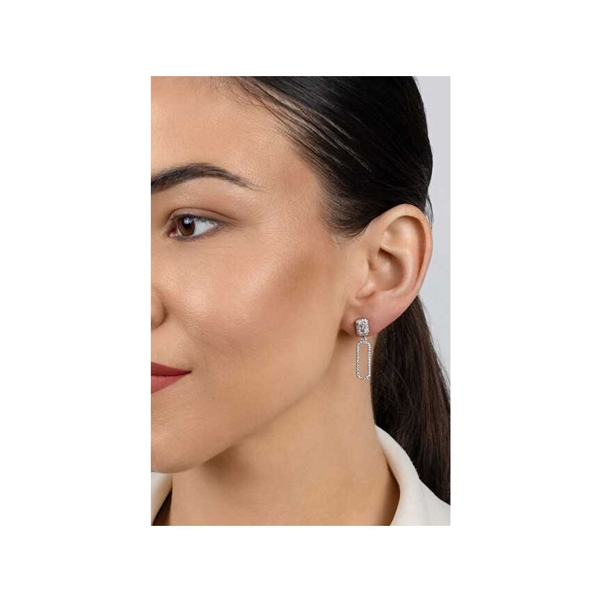 Brilio Silver Modern Hanging Earrings with Clear Zirconia EA1184W – 2