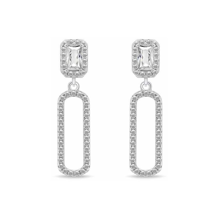 Brilio Silver Modern Hanging Earrings with Clear Zirconia EA1184W – 3