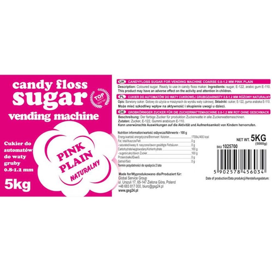 Gsg24 Sugar cotton candy machine, granulation 0.8-1.2 mm, natural flavor RED 5kg – 3