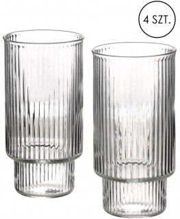 Lumarko Mondex ELLA STRIPES 4 stiklinių rinkinys, 400 ml, borosilikatinis stiklas, 7 x 5,6 x 14 cm