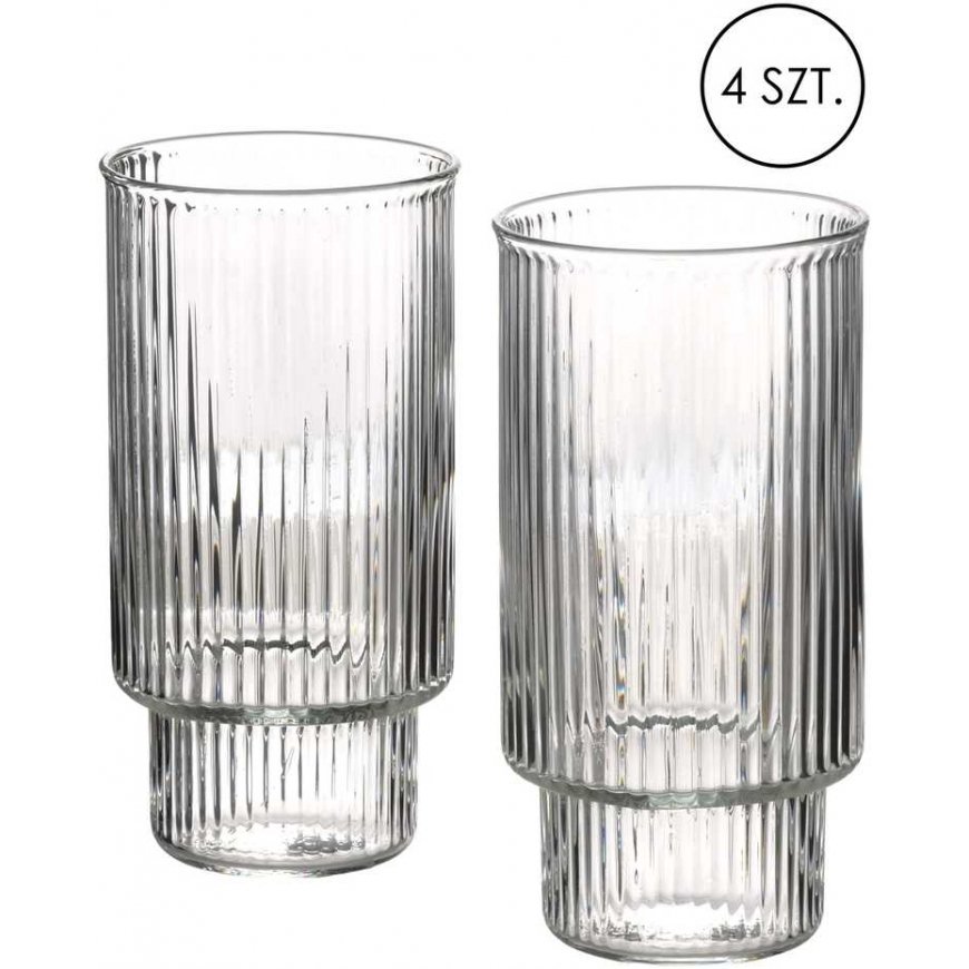 Lumarko Mondex ELLA STRIPES 4 stiklinių rinkinys, 400 ml, borosilikatinis stiklas, 7 x 5,6 x 14 cm