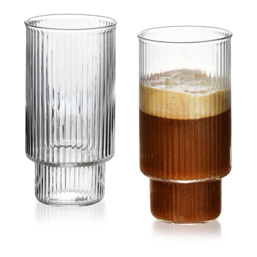 Lumarko Mondex ELLA STRIPES 4 stiklinių rinkinys, 400 ml, borosilikatinis stiklas, 7 x 5,6 x 14 cm – 3