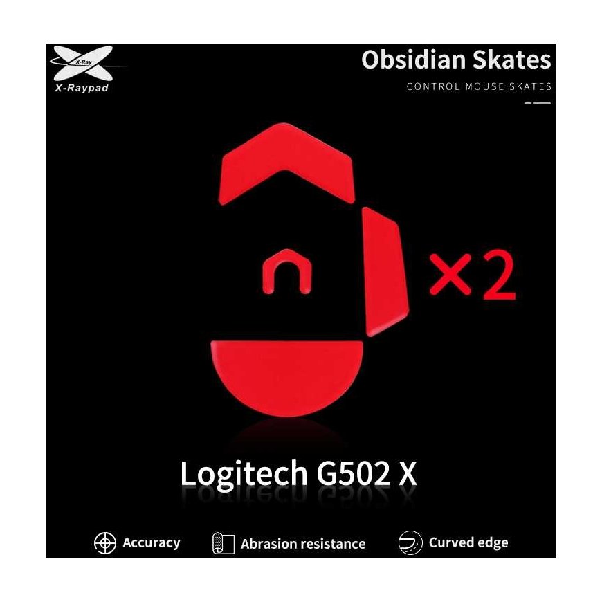 X-Raypad Obsidian rulluisud Logitech G502 X Punane 2 tk. (Punased) Asenduspõhjad hiirele