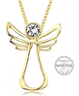 Silver plated guardian angel crystal necklace