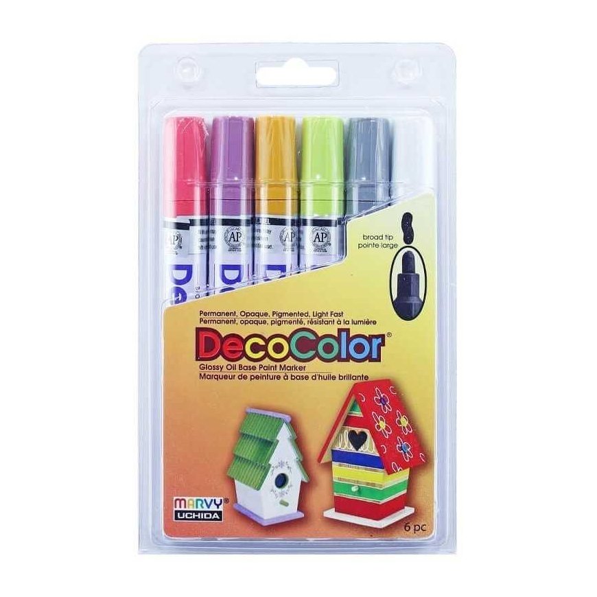 Markerid erinevate pindade dekoreerimiseks Marvy Decocolor Broad 300-6D Retro, 6tk.