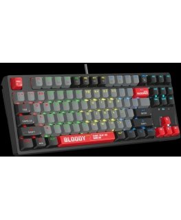 A4tech Bloody Klaviatūra S87 spēļu klaviatūra Mehāniskā vadu sarkanais slēdzis CZ/SK melns