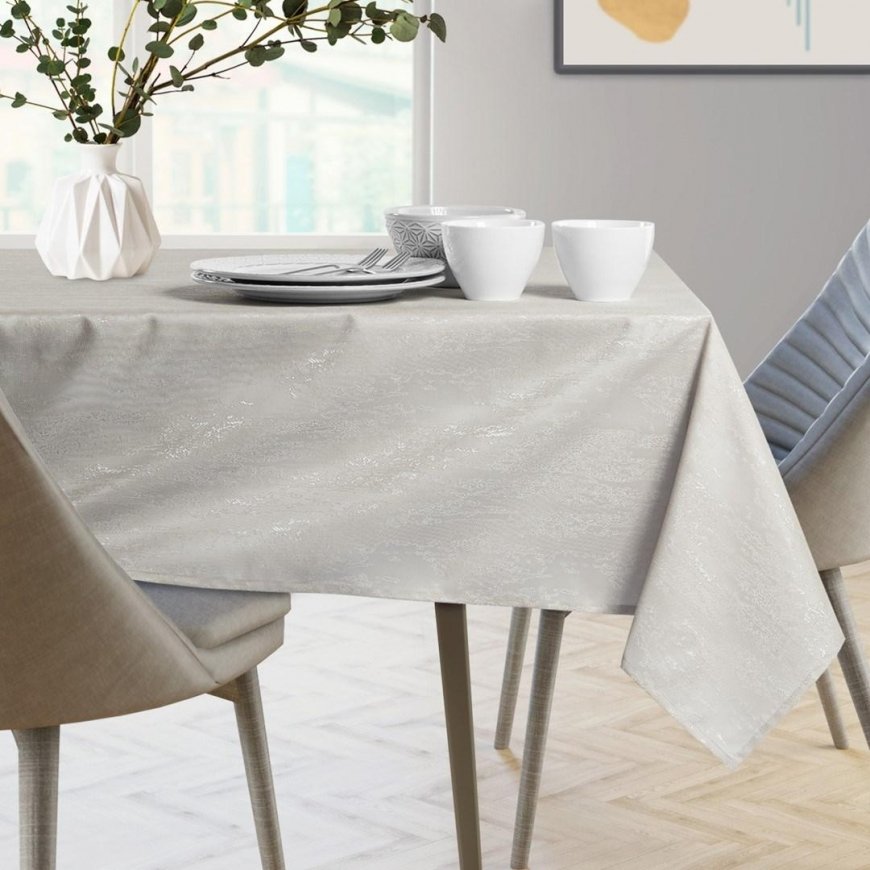 Tablecloth VESTA in cream color, modern pressed theme 140x220 ameliahome – 5