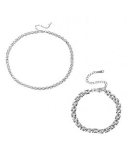 Elegant trolley women's steel jewelry set (necklace, bracelet)
