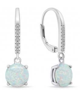 Brilio Silver Beautiful silver earrings with opals EA1166W
