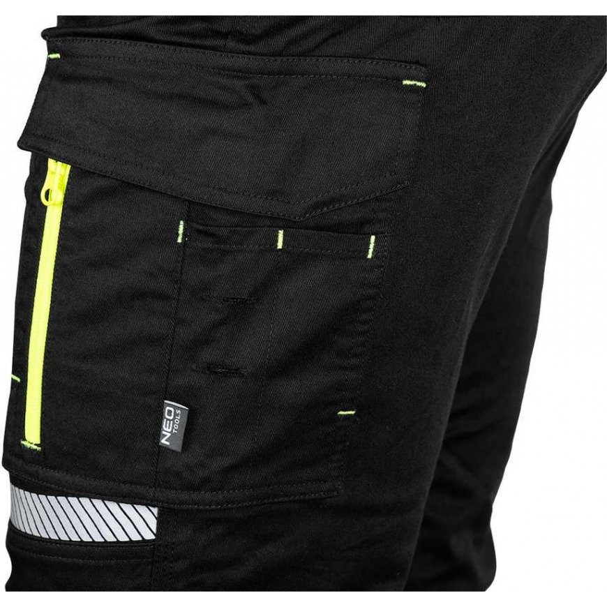 Neo Tools Warning Work Trousers, Black and Yellow, Size S – 3