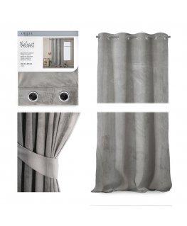 Night curtain with rings AmeliaHome VELVET 140X270 cm, 1 pc., color: silver