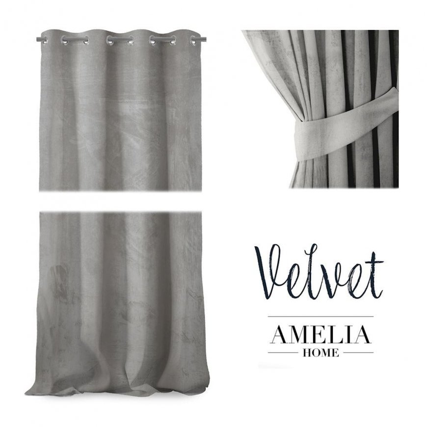Öö kardin rõngastega AmeliaHome VELVET 140X270 cm, 1 tk, värv: hõbe – 5