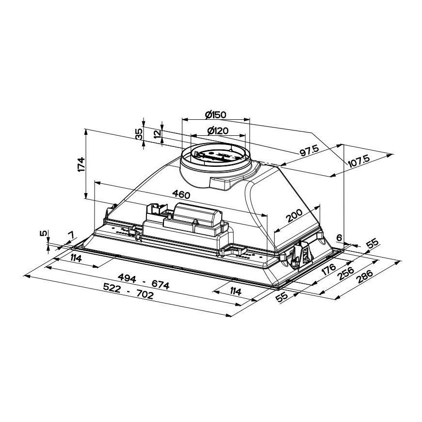 FABER S.p.A. Inka Smart HC X A52 Įmontuojama Nerūdijančiojo plieno 390 m³/h – 2
