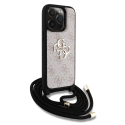 Guess PU 4G Metal Logo rihmaga õlakott Apple iPhone 15 Pro Max jaoks roosa värviga