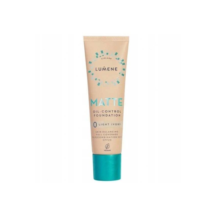 LUMENE_Matte Oil-Control matinīgo efektu nodrošinošs sejas grima pamats SPF20 0 Light Ivory 30ml
