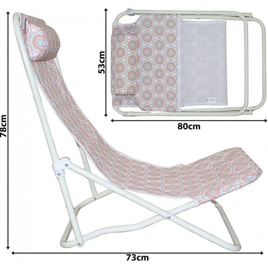 Xqmax Probeach BEACH SUN CHAIR WITH HEADREST Blue ORANGE – 5