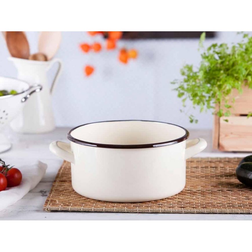 Altom Design Emaileeritud pott 2,9 l, 20 cm kõrgune, 10,5 cm kreemivärvi – 2