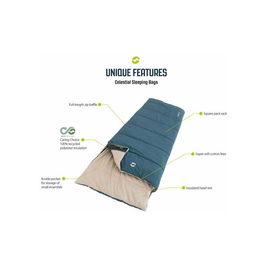 Miegmaišis Outwell Celestial, 225x80 cm, +9°C/+5°C, Žalias – 5