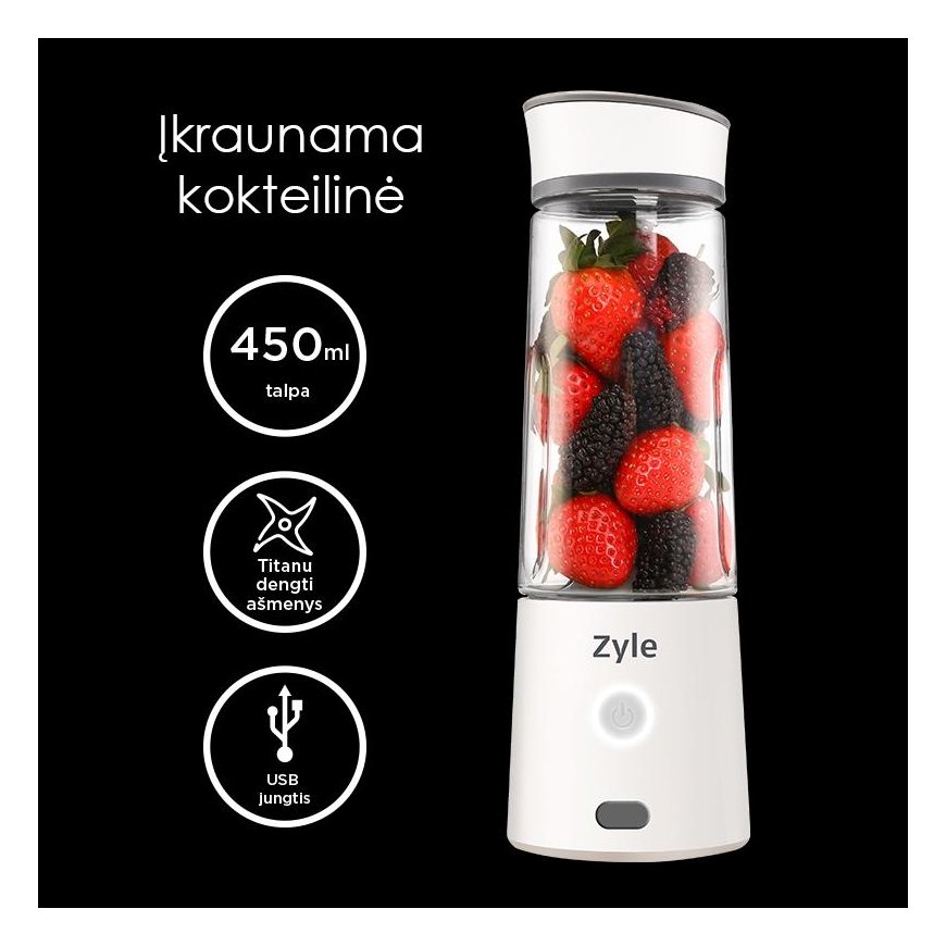 Pakraunama, nešiojama kokteilinė su titanu dengtais ašmenimis Zyle, ZY015RBW, baltos spalvos – 2