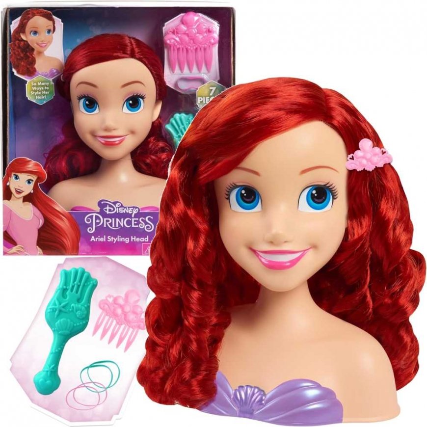 justplay Lėlė plaukų formavimo galvutė Disney Princess Little Mermaid Ariel Ariel Kirpykla + priedai – 2