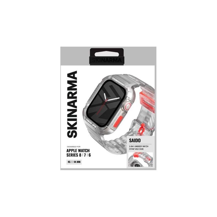 Skinarma käevõru + ümbris Saido 2in1 Apple Watch 45/44mm läbipaistev – 3