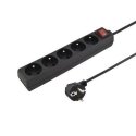 Konnoc DX-5FS 3m five-socket power strip with switch BLACK Konnoc DX-5FS 3m five-socket power strip with switch BLACK