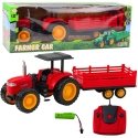 Lean Toys RC remote-controlled tractor with trailer, red