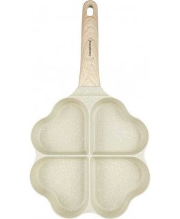 4 in 1 marble frying pan WITH hearts for pancakes, KIAUŠINIŲ GABALŲ KLAUSBERG KB-7819 BEIGE
