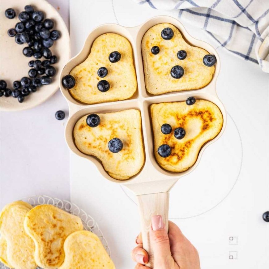 4 in 1 marble frying pan WITH hearts for pancakes, KIAUŠINIŲ GABALŲ KLAUSBERG KB-7819 BEIGE – 3