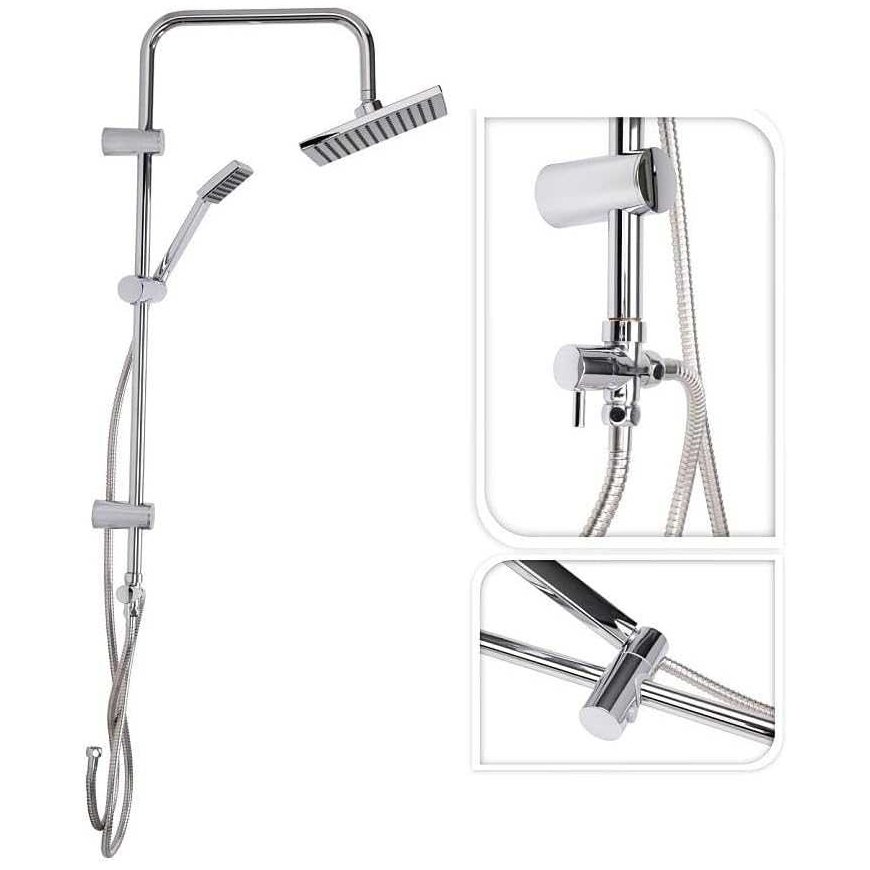 Bathroom Solutions Shower column with rain shower, stainless steel, height 80 cm – 3
