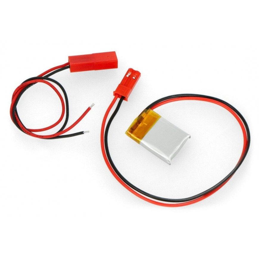 Akyga Li-Pol akumulaator 70mAh 1S 3.7V - JST-BEC ühendus + pesa - 20x15x4mm – 2